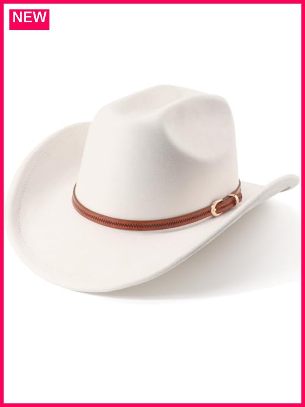 Women's Classic Felt Wide Brim Cowboy Hat with Belt Buckle Retro Fedora